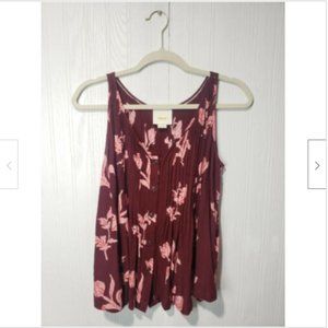 Anthropologie Maeve Soana Pleated Floral Blouse Size 4